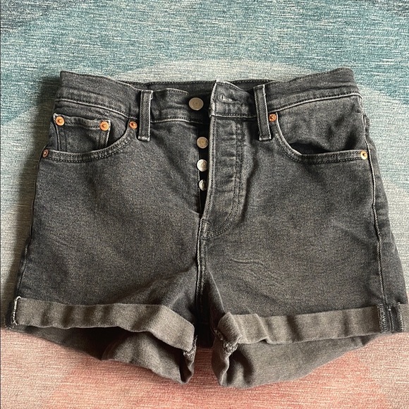 Levis Women's Black Denim Wegie Shorts - Picture 6 of 12